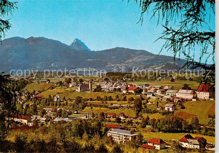 Scharnstein AT Panorama Ort im Almtal gegen Traunstein