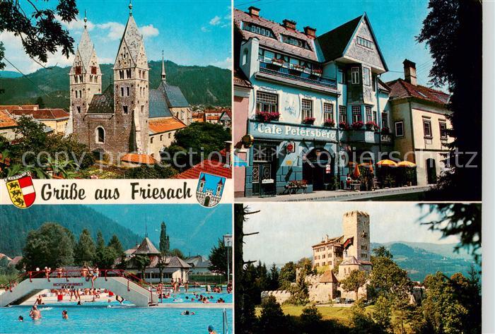 Friesach Kaernten Ortsmotiv mit Kirche Cafe Petersberg Fr