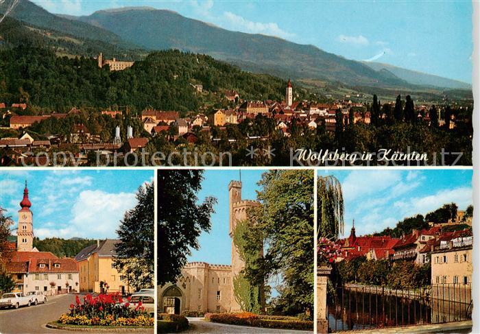 Wolfsberg Kaernten AT Stadtpanorama Schloss Ansicht mit der Lavant