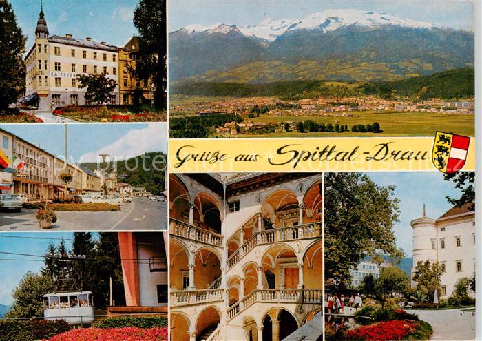 Spittal Drau Kaernten AT Gesamtansicht mit Alpenpanorama Schlosspark Hotel Salzb