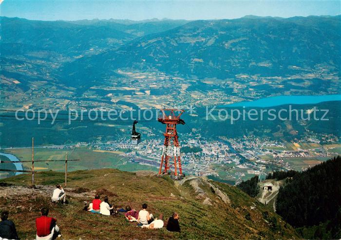 Spittal Drau Kaernten AT Goldeck-Seilbahn Blick ins Tal Millstaettersee