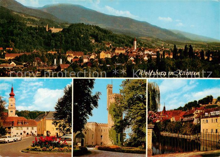 Wolfsberg Kaernten AT Panorama mit Schloss Stadtansicht Partie an der Lavant