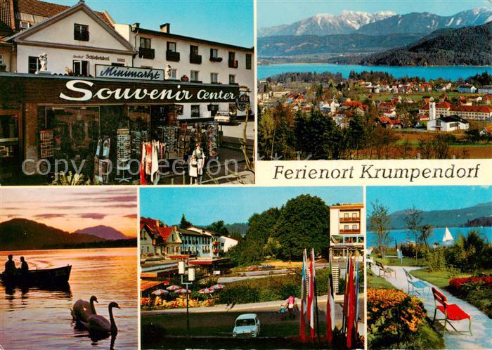 Krumpendorf Woerthersee AT Panorama Blick gegen Karawanken Schlossstueberl Stran