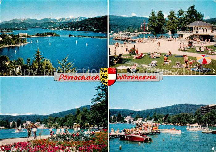 Poertschach Woerthersee Panorama Bucht Strandbad Promenade Wasserskischule