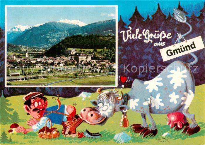Gmuend Kaernten Panorama Karikatur