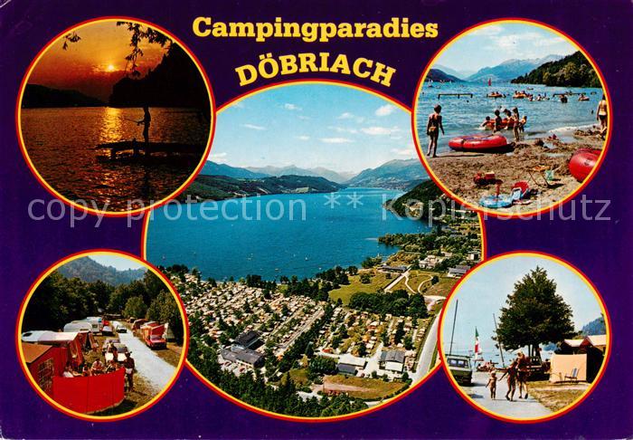 Doebriach Millstaettersee Panorama Luftbild Sonnenuntergang Campingplatz Badestr