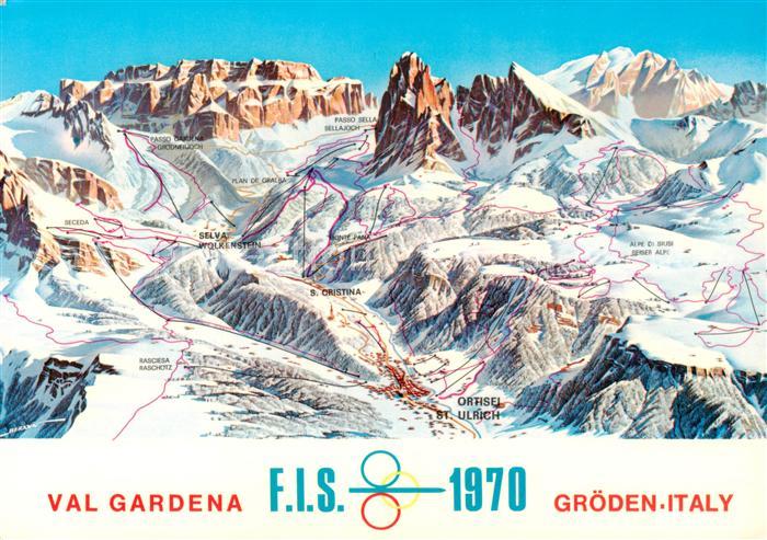 Groeden St Ulrich-Groeden Suedtirol IT uebersichtskarte Skigebiet Skiweltmeister