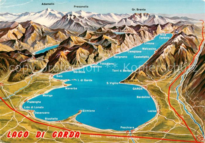 Lago di Garda Panorama Gardasee und Umgebung aus der Vogelperspektive