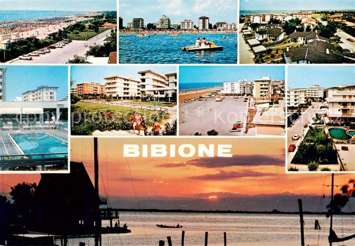 Bibione IT Panorama Kueste Teilansichten Sonnenuntergang am Hafen