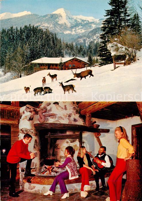 Scheffsnoth Lofer AT Restaurant Knappenstadl Kaminzimmer Winterpanorama Wildfuet