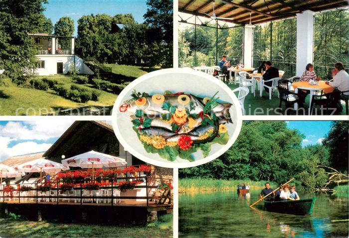Krutyn Piecki Peitschendorf PL Lesna Camping PTTK Restaurant Terrasse Bootsparti