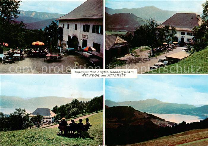 Weyregg Attersee Oberoesterreich AT Alpengasthof Kogler Freiterrasse Panorama