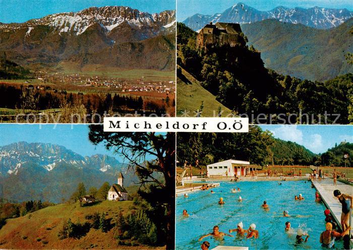 Micheldorf  Oberoesterreich AT Burg Altpernstein mit dem Toten Gebirge Georgiber