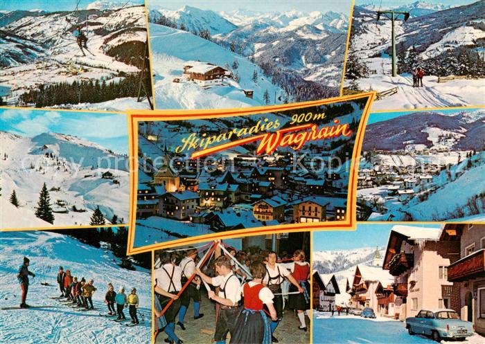 Wagrain  Salzburg AT Skiparadies Schlepplift Skischule Tanz Panorama Ortspartie