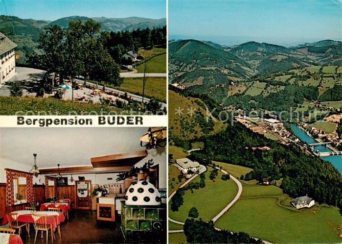 Losenstein Oberoesterreich AT Bergpension Buder Gaststube Fliegeraufnahme