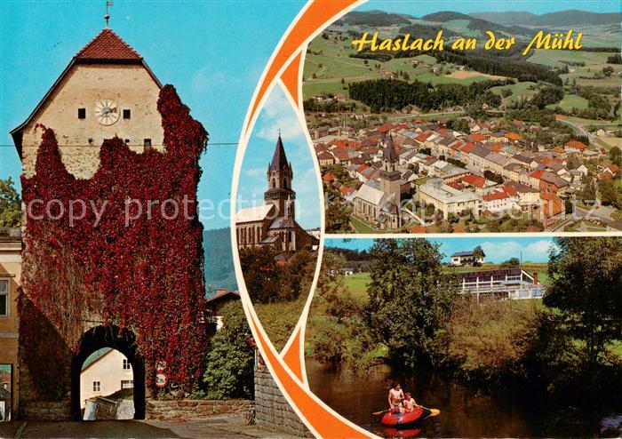 Haslach Muehl Stadttor Kirche Fliegeraufnahme Gondelteich