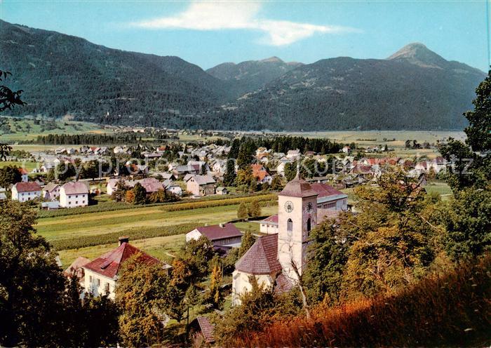 Noetsch Gailtal Kaernten AT Panorama mit Kirche