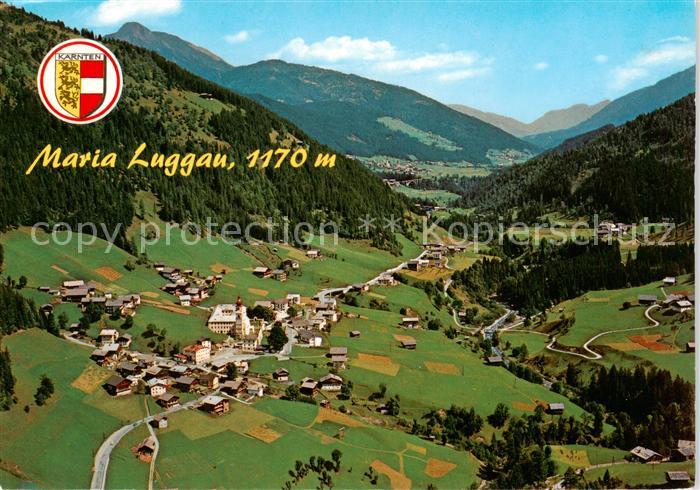 Maria-Luggau Kaernten AT Fliegeraufnahme mit Wallfahrtskirche