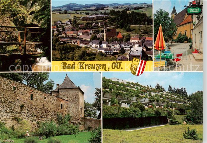Bad Kreuzen Oberoesterreich AT Panorama Gasthof Terrasse Stadtmauer Park