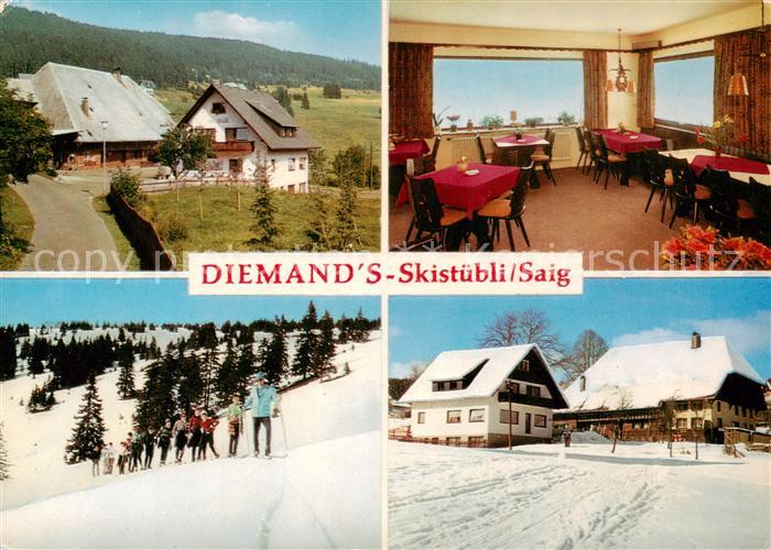 Saig Schwarzwald Diemands Skistuebli Gaststube Skilaeufer Panorama