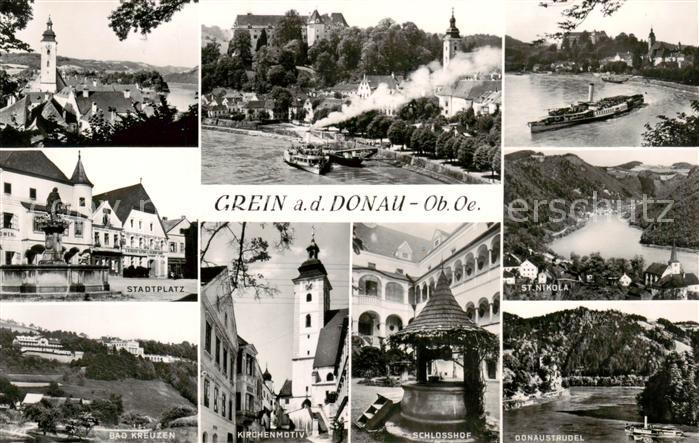 Grein Donau Oberoesterreich Teilansichten Kirche Dampfer Schlosshof