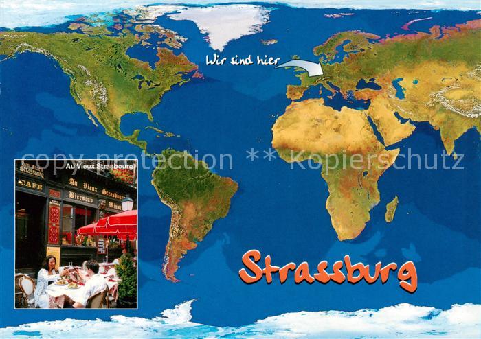 Strassburg  Strasbourg 67 Bas-Rhin Weltkarte In der Altstadt