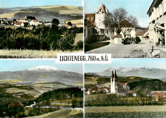 Lichtenegg Niederoesterreich AT Panorama Blick zum Schneeberg Kaltenberg gegen R