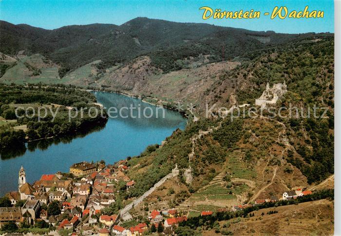 Duernstein Wachau AT Panorama Pfarrkirche Maria Himmelfahrt ehemalige Stiftskirc