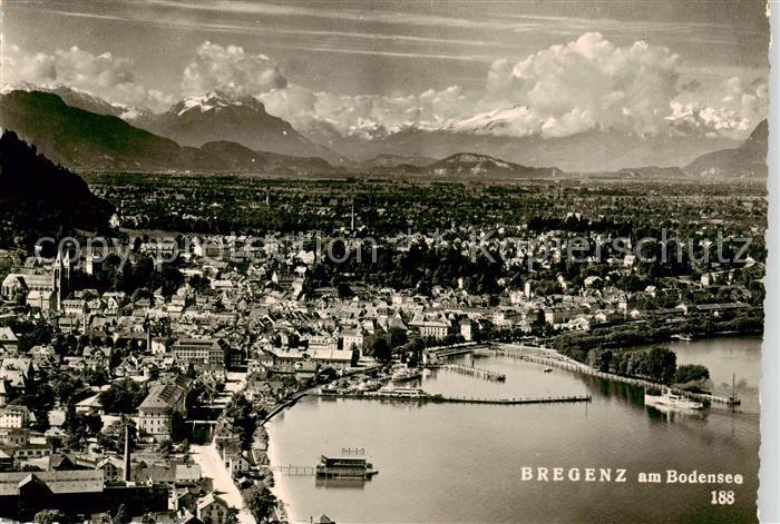 Bregenz Vorarlberg Bodensee Panorama Schweizer Alpen