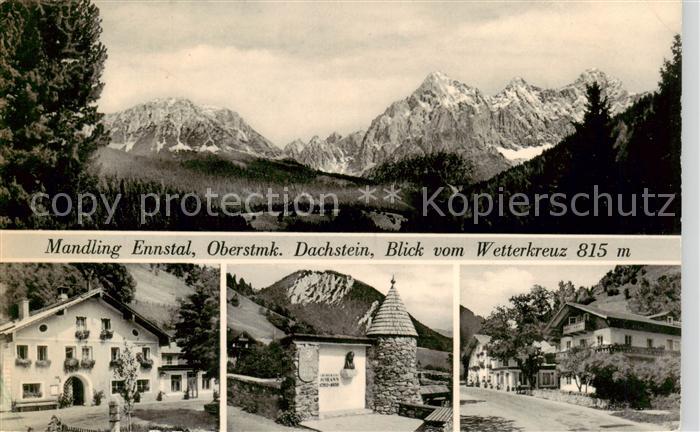 Mandling Ennstal Dachstein Blick vom Wetterkreuz Gasthof Ortsmotive
