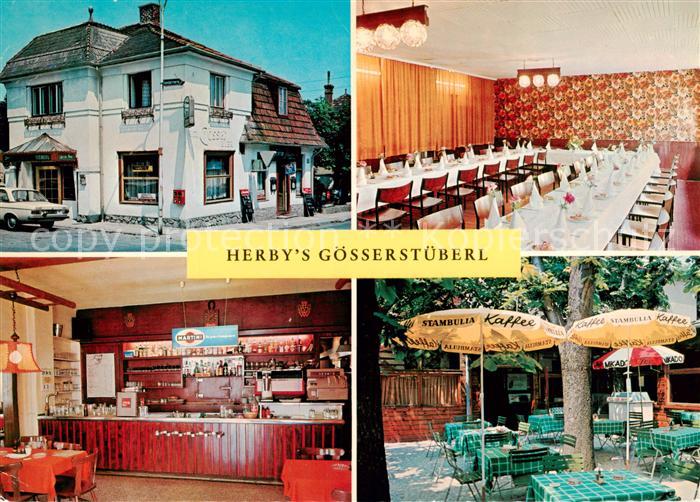 Maria-Enzersdorf AT Herbys Goesserstueberl Speisesaal Theke Freiterrasse