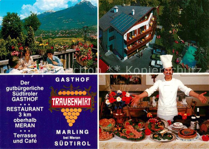 Marling Marlengo IT Gasthof Traubenwirt Terrasse Praesentation