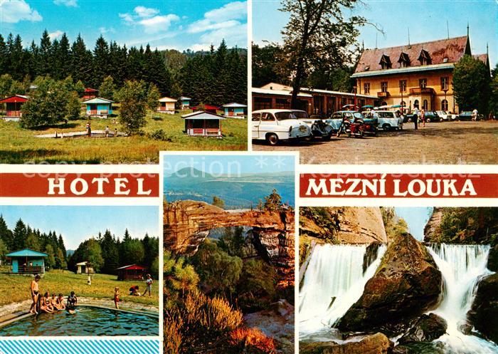 Hrensko Herrnskretschen Boehmen CZ Hotel Mezni louka Chatovy tabor Koupaliste Pr