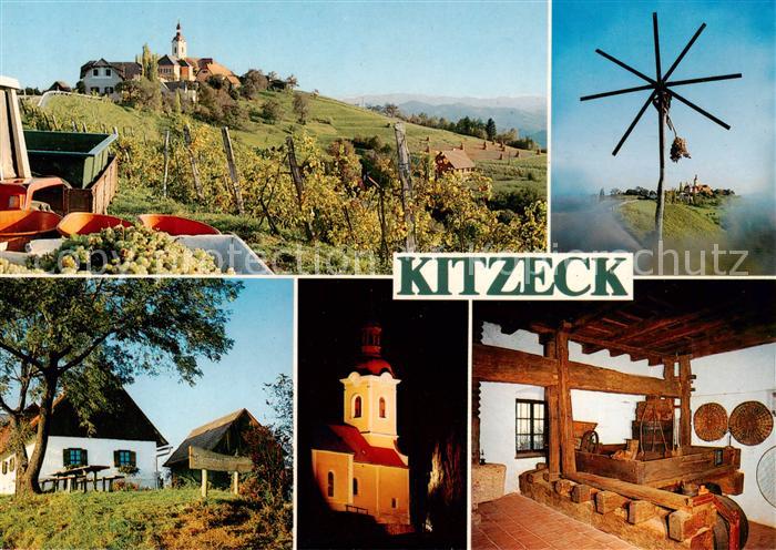 Kitzeck Sausal Steirisches Weinmuseum Windrad Kirche Weinpresse