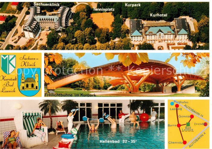 Bad Lausick Fliegeraufnahme Sachsenklinik Kurhotel Freilichtbuehne im Kurpark Ha