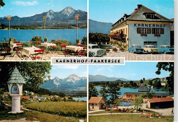 Faakersee Kaernten AT Karnerhof Terrasse Bildstock Seepartie