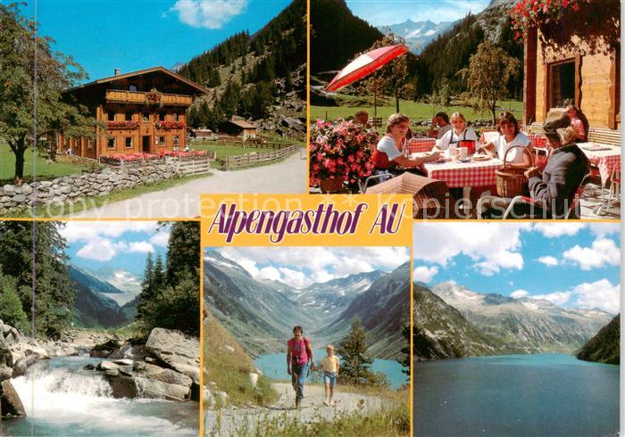 Mayrhofen Zillertal AT Alpengasthof In der Au Panorama Terrasse Seepartie