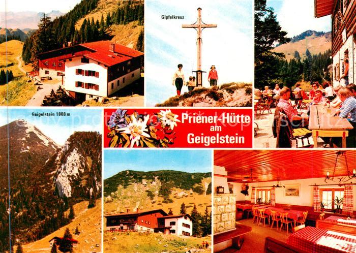 Prienerhuette 1808m Geigelstein Aschau Bayern Gipfelkreuz Terrasse Gastraum Geig