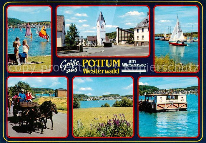 Pottum Am Wiesensee Teilansichten Ortspartie Kirche Pferdekutsche