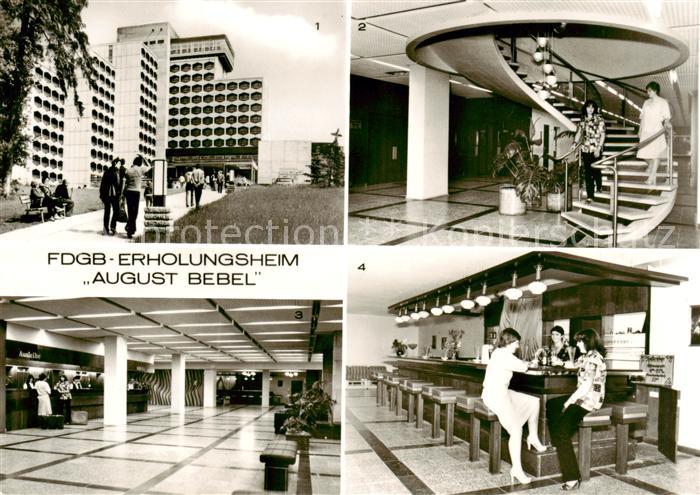 Friedrichroda FDGB Erholungsheim August Bebel Aussenansicht Wendeltreppe Empfang