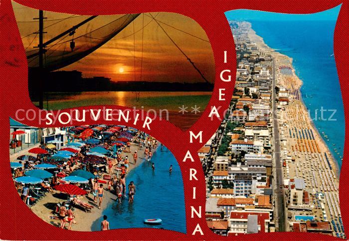 Igea Marina Bellaria Rimini IT Strandpartien Fliegeraufnahme Stimmungsbild