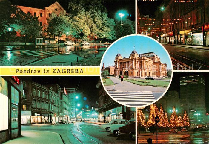 Zagreb Agram Croatia bei Nacht Teilansichten Schloss