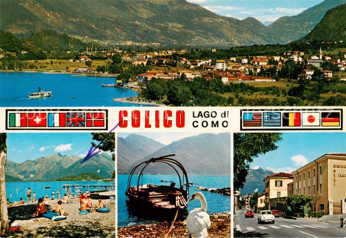 Colico Como Lombardia IT Lago di Como Strand Panorama Fischerboot Dorfstrasse