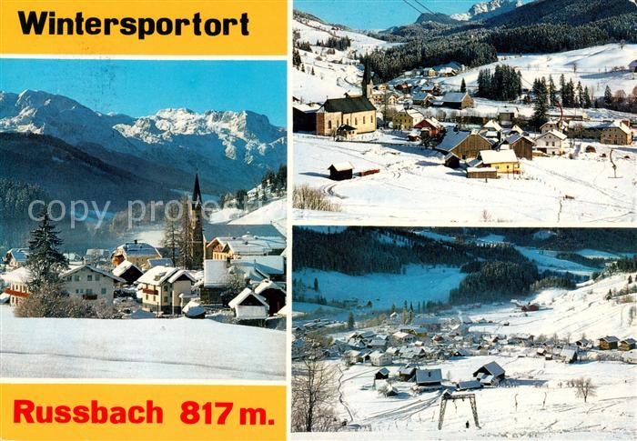 Russbach Pass Gschuett Salzburg AT Panorama Kirche Schlepplift