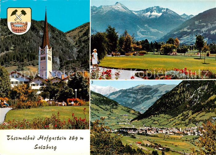 Hofgastein Bad AT Kurpark mit Kirche Badgastein Graukogel Feuersang Thermalbad H