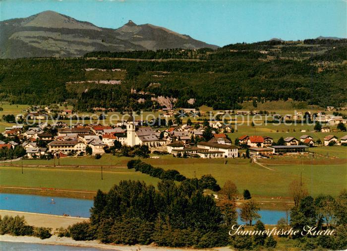 Kuchl Salzburg AT Panorama mit Buergerau See und Schmittenstein