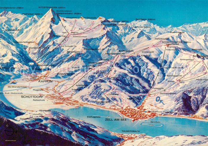 Zell See AT Panoramakarte mit Kaprun und Kitzsteinhorn