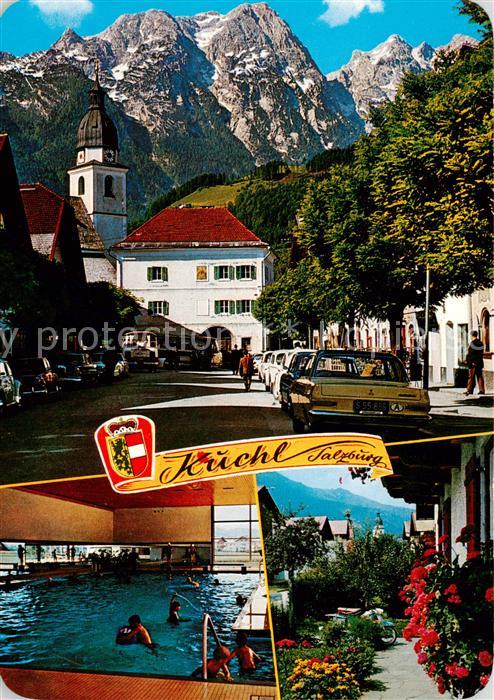 Kuchl Salzburg AT Pfarrkirche mit Hohem Goell und Hallenbad