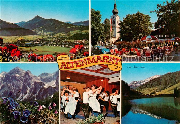 Altenmarkt Zauchensee AT Panorama Kirche Tanzpartie Gartenwirtschaft Zauchensee
