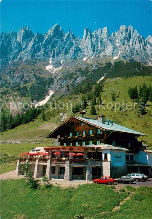 Muehlbach Hochkoenig AT Arthurhaus Berggasthaus mit Manndlwand